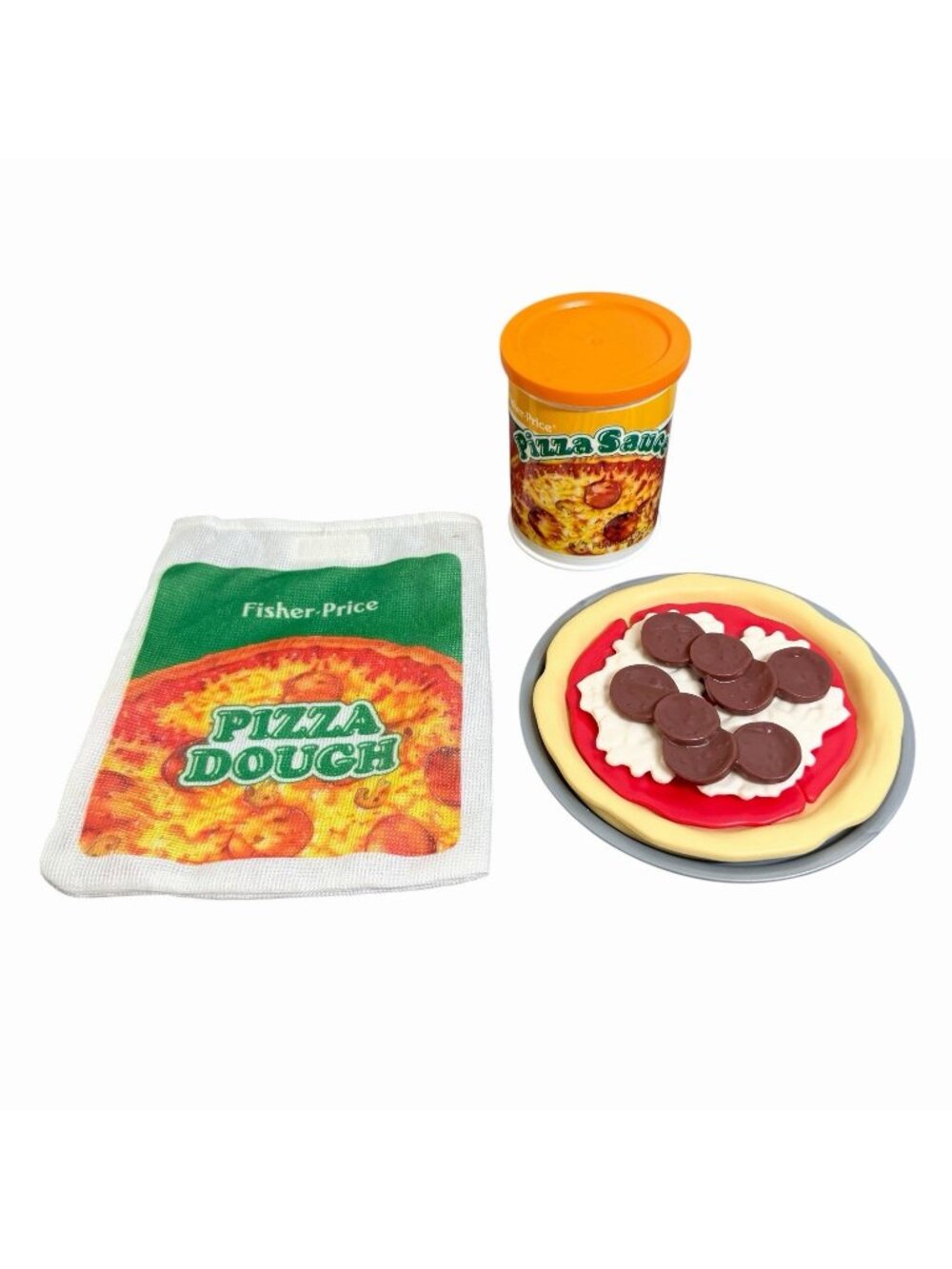Vintage 1988 Fisher Price Pizza Dough Sauce Toppings Fun With Food Play set